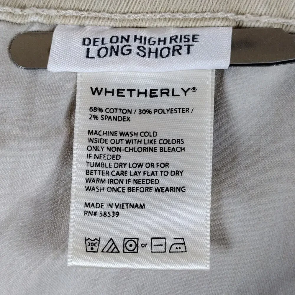 Whetherly Delon Shorts Women’s 34/18 Beige High Rise Button Fly Denim Stretch